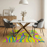 Vibrant Yellow Multi-Color Swirl Abstract Area Rug