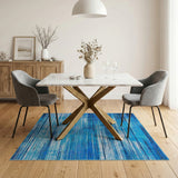 Abstract Blue Teal Streak Area Rug