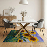 Swirling Purple Sky Sunflower Field Rug