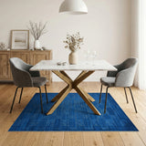 Indigo Blue Hexagon Geometric Area Rug