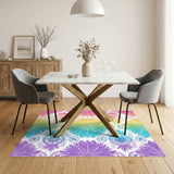 ODIKA Rainbow Floral Washable Area Rug