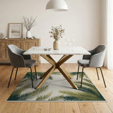 Palm Frond Border Area Rug