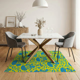 Playful Yellow Octopus Surf Cartoon Rug
