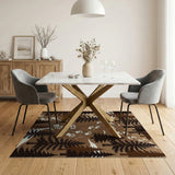 Snowy Forest Paw Trail Brown Tan Rug