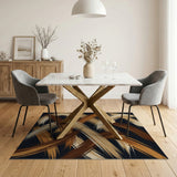 Brown Tan Abstract Brushstroke Area Rug