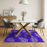 Purple Palm Leaf Print Area Rug