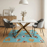 Playful Cartoon Puppies Flowers Area Rug