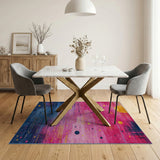Vibrant Pink-to-Blue Geometric Sun Area Rug