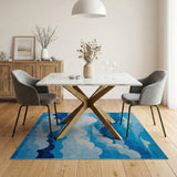 Layered Blue Clouds Abstract Area Rug