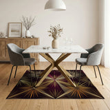 Purple Gold Starburst Geometric Area Rug