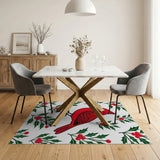 Red Cardinal and Holly Berry Area Rug