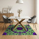 Purple Green Mandala Floral Area Rug