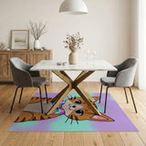 Cute Cartoon Tabby Cat with Rainbow Bowtie Rug