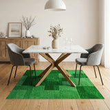 Green Shag Patchwork Geometric Rug