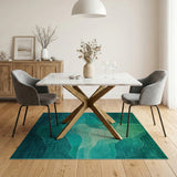 Blue and Teal Abstract Wave Area Rug