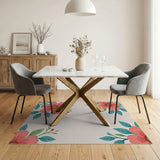 Pink Hibiscus Floral Corner Area Rug