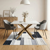 Black White Geometric Modern No. 18 Area Rug