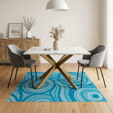 Swirling Blue Circles Geometric Area Rug
