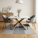Modern Black White Geometric Block Woven Rug