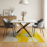 Sunny Yellow Wavy Abstract Area Rug