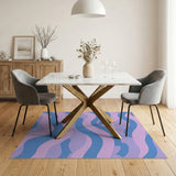 Fluid Wave Abstract Area Rug in Pink Purple Blue