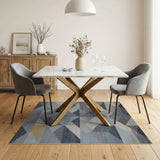 Modern Geometric Blue Grey Triangle Area Rug
