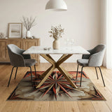 Distressed Rusty Compass Rose Area Rug