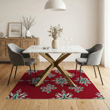 Red Teal Snowflake Geometric Area Rug