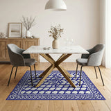 Blue Persian Lattice Geometric Area Rug