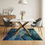 Abstract Area Abstract Blue Teal Wave Area Rug