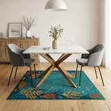 Playful Underwater Fish Coral Cartoon Rug