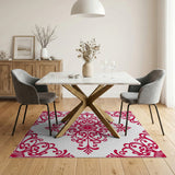 Ornate Red Floral Area Rug