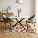 Traditional Persian Red Floral Persian Medallion Area Rug
