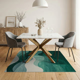 Green Emerald Wave Abstract Area Rug