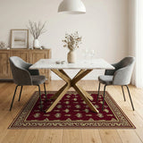 Red Gold Heritage Tribal Motif Area Rug