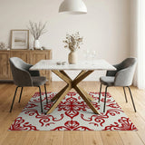 Floral Vintage Elegant Red Floral Damask Area Rug