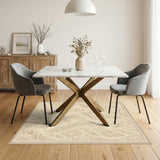 Beige Swirling Leaf Vintage Area Rug
