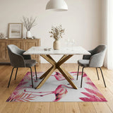 Pink Flamingo Duo Tropical Area Rug
