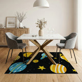 Kids Cartoon Space Planets Stars Area Rug