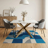 Abstract Blue Geometric Area Rug