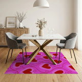 Playful Pink Heart Lattice Area Rug