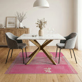 Fluffy Pink Patchwork Shag Rug with Satin Bows