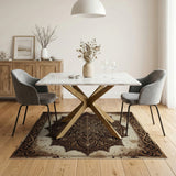Brown and Tan Distressed Vintage Mandala Area Rug