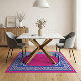 Multi-color and Patterns Ornate Pink Persian Border Area Rug
