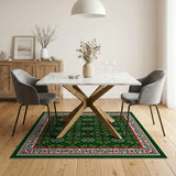 Ornate Dark Green Floral Area Rug