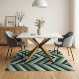 Gradient Green Chevron Zigzag Area Rug
