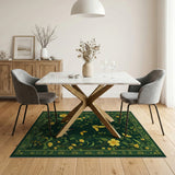 Emerald Green Butterfly Floral Meadow Rug