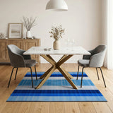 Geometric Modern Blue and Teal Modern Blue Vertical Stripe Area Rug