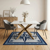 Navy Compass Rose Southwestern Rug