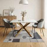 Modern Grey Geometric Oval Area Rug